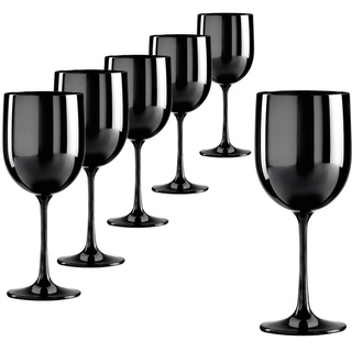 Doimoflair Weinglas aus Kunststoff Weinbecher Plastik Weißweinglas Rotweinglas Schwarz 48 cl. Set 6 Stück
