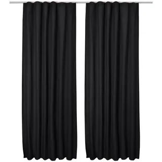 Beautissu Amelie Luna Kräuselband 140 x 245 cm schwarz 2 St.