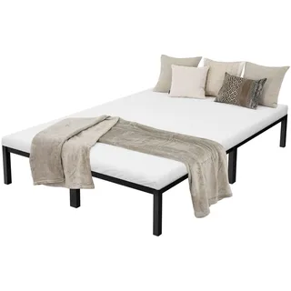 Metallbett Bettgestell Schlafzimmerbett Stahl Bett Lattenrost Schwarz 140x200 cm