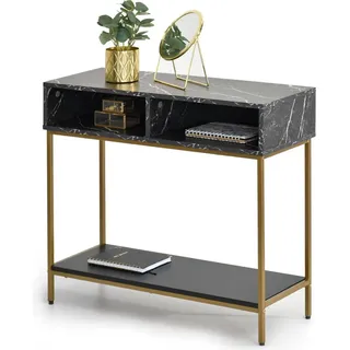 Konsolentisch JIGME – golden / schwarzer Marmor / schwarz - Gold/Schwarz