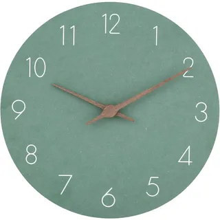 Warminn MDF Holz Wanduhr Ohne TickgeräUsche Lautlos Modern 30cm Quarz Groß Batterie Betriebene Wanduhr Einfach zu Lesen für Zimmer Zuhause KüChe Schlafzimmer BüRo Schule (Grün)