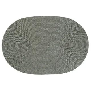 Haus und Deko Platzset Platzset oval ca. 45x30 cm Bast Optik Platzdeckchen Tischset geflochte, (1-St) grau