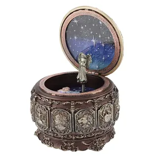MAGT Spieluhr Vintage, 12 Sternbilder Spieluhr mit Sternbildern Rotierende Göttin Funkelnden LED Lichter, Geschenke für Weihnachten Valentinstag Geburtstag (Wassermann)