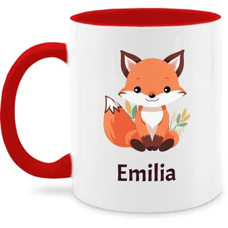 Tasse Tassen 325ml - Süßer Fuchs Geschenk mit Name personalisiert I Wildtiere I Raubtier I Fox - 325 ml - Rot - personalisierte +mit+fuchs fuchsmotiv kaffeetasse motiv personalisieren und teetasse