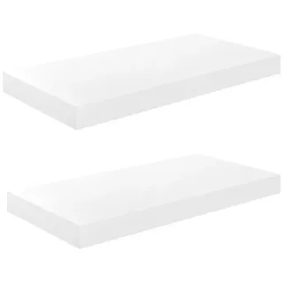 furnicato Wandregal Schweberegale 2 Stk. Hochglanz-Weiß 50x23x3,8 cm MDF, 1-tlg. weiß