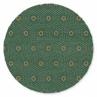 MuchoWow Fußmatte Rund Dunkelgrün - Modern - Gemustert - Gold, Rechteckig, Schmutzfangmatte, Teppich, Türmatte 90x90 cm grün 90 cm x 90 cm
