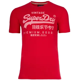 Superdry Herren T-Shirt - VI Classic Tee, Logo, Rundhals, einfarbig Rot XL