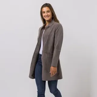 EVA LUTZ Kurzmantel Echt Leder Knopfleiste figurumspielend
