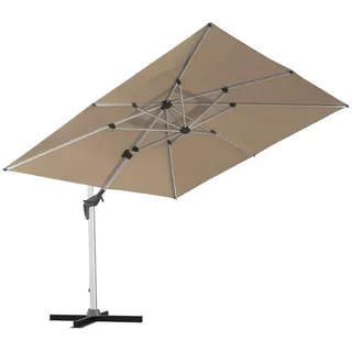 anndora Ampelschirm Aluminium Sonnenschirm mit Kurbelmechanik, LxB: 400,00x300,00 cm, Winddach - 360° drehbar - witterungsbeständiger Stoff braun