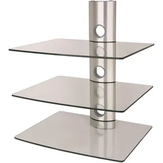 NEG Suspender 503S HiFi-Regal Wandregal, Silber, 3 Glas-Ablagen
