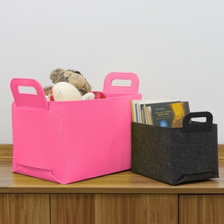 Aufbewahrungsboxen-Set – 3 Filz-Boxen/Kisten, ein großer Regal-Organizer und zwei kleine Körbe zum Verstauen von Kleidung, Spielzeug, Büchern, leicht und faltbar – rosa und grau, von KD Essentials