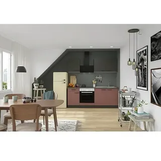 Optifit Madrid420 Singleküche Typ 4  (Breite: 210 cm, Rostrot/Anthrazit, Mit Elektrogeräten)