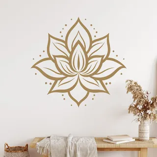 GRAZDesign Wandtattoo Lotus Lotusblume Mandala Blume Wandaufkleber Hindu für Wohnzimmer Schlafzimmer Flur aus Vinylfolie - 42x40cm / grau