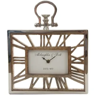 Casa Padrino Tischuhr / Wanduhr im Design einer antiken Taschenuhr Silber Naturfarben 25 x 5 x H. 30 cm - Dekorative Uhr mit einem Ziffernblatt aus unbehandeltem Holz