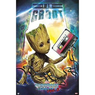 Guardians of the Galaxy 2 - Groot - Awesome - Space Film Poster Plakat Druck - Größe 61x91,5 cm + 1 Ü-Poster der Grösse 61x91,5cm