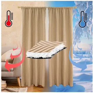 LMaxhome Vorhang Verdunkelungsvorhang Gesteppt Thermovorhang Türvorhang für Wohnzimmer, (1/2 St) 370g/m2, Wärmeschutz 100% Blickdicht Kälteschutz Schlafzimmer beige 140 cm x 260 cm