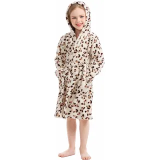XINNE Unisex Baby Korallen Fleece mit Kapuze Morgenmantel Bademantel Jungen Mädchen Kleinkinder Pyjamas Nachtwäsche - 5-6 Jahre