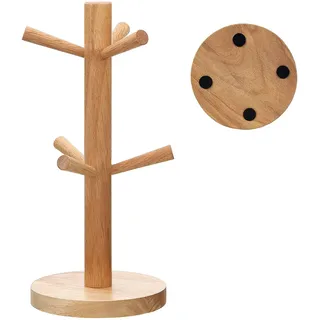 KAIAIWLUO Tassenhalter,Hölzerner Brezelständer Becherhalter Holz Baumbecherhalter Brezelhalter Tassenbaum für Küchentheke Tabletop Kaffeetassenregal