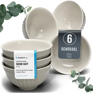 Steingut Müslischalen 6 Personen Hygge TESTSIEGER, Traumhaftes Skandinavisches Steingut Müsli Schüssel Set, Kleine Schüssel, Müslischale - Pure Living in Hellbraun