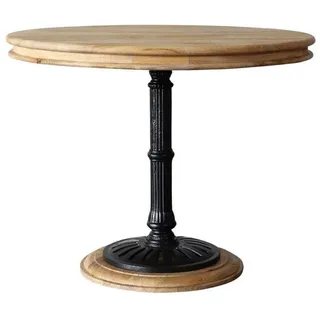 baario Esstisch Esstisch NEUILLY rund antik, massiv Säule Eisen Vintage Design braun 100 cm x 78 cm x 100 cm