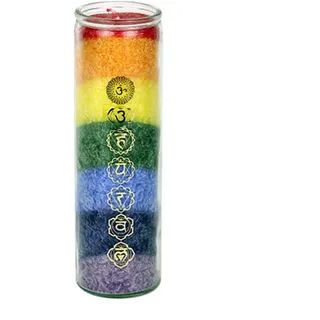Stearin Chakra Regenbogen Duftkerze in Glas mit ätherischen Ölen Brenndauer 100Stunden in Geschenkbox