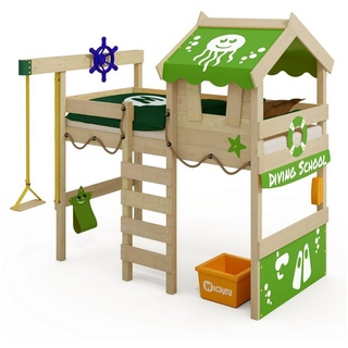 Wickey Kinderbett Crazy Jelly - Spielbett, 90 x 200 cm, Etagenbett (Holzpaket aus Pfosten und Brettern, Spielbett für Kinder), Massivholzbrett grün