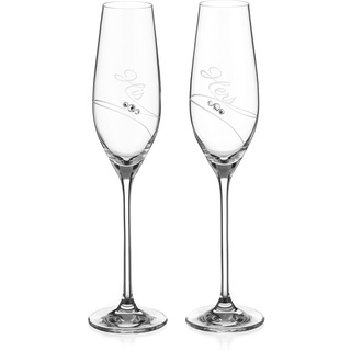 DIAMANTE Champagnerflöten, Prosecco-Gläser mit Swarovski-Kristallen, "His & Hers", 2 Stück (210 ml)