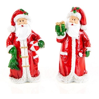 Logbuch-Verlag Weihnachtsfigur 2 kleine Nikolaus Figuren Weihnachtsmann 7cm (Set, 2 St), rot weiß grün mit Geschenk und Zipfelmütze grün|rot|weiß