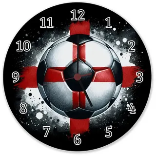 speecheese Wanduhr Fußball Englische Flagge Wanduhr aus Alu 28 cm