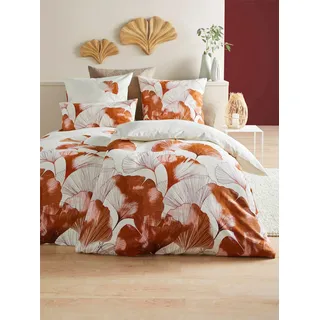 Bettwäsche HEINE HOME Gr. 1, beige (sand, terra, bedruckt), B/L: 135cm x 200cm, Mako-Satin,Mako-Satin, B/L: 80cm x 80cm, 2 Stk., Mako-Satin;Mako-Satin, 100% Baumwolle, Bettwäsche, Bettwäsche
