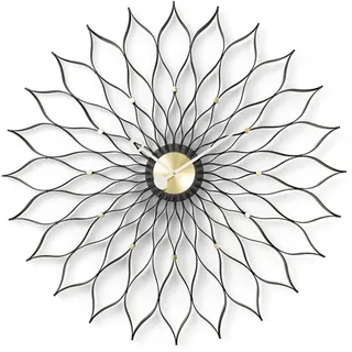 Vitra Wanduhr Sunflower Clock schwarz/Messing, Designer George Nelson, 7 cm
