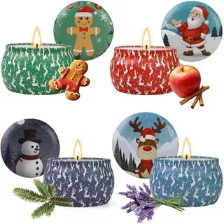 Duftkerzen Set 4 Stück Sojawachs Weihnachten Weihnachtsausgabe