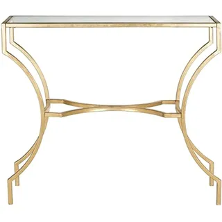 SAFAVIEH Glam Accent Table with Iron Legs, in Gold and Clear, 51 X 102 X 90.17