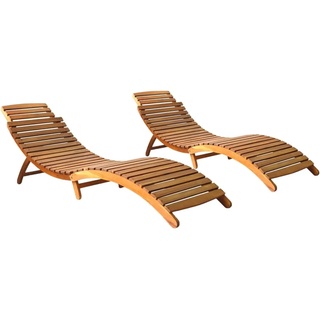Hochwertigen Relaxliege Terrasse, Gartenliege Sonnenliegen 2-er Set Massivholz Akazie, im ergonomisches Design