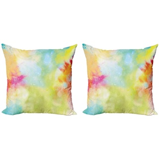 ABAKUHAUS Bunt Dekokissen Kissenbezug 2er Pack, Bewölkt Milchstraße Boho, Modern Accent Doppelseitiger Digitaldruck, 50x50, Blasser Schieferblau