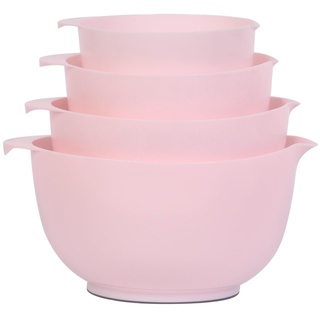 BoxedHome Rührschüssel Set Mixing Bowl Set Kunststoff Salatschüssel rutschfest stapelbar Servierschalen für Küche 4-teiliges Rührschüssel-Set (Rosa)