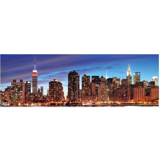 MCW LED-Bild, Leinwandbild Wandbild Leuchtbild, Timer MVG-zertifiziert ~ 120x40cm New York, flackernd