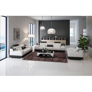 JVmoebel Sofa Beige Sofagarnitur Couch Sitz Garnitur 3+2+1 Komplett Set Modern Neu, Made in Europe schwarz|weiß