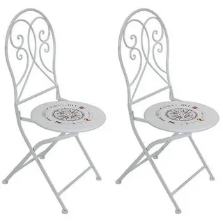 Garden Pleasure 2er Set Metall Klappstuhl Balkon Stuhl Stühle Garten Balkon Vintage Landhaus