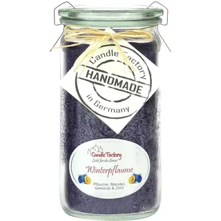 Candle Factory Mini-Jumbo Kerze mit Duft Glas in tollen Farben Mit Duft Mini-Jumbo Winterpflaume
