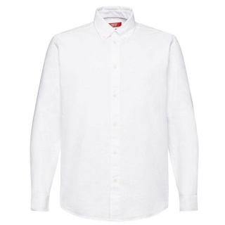 Esprit Langarmhemd Button-Down-Hemd aus Baumwollpopeline weiß L