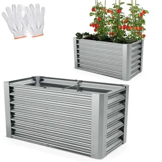 onbest Metall Hochbeet XXL 120 x 60 x 60 cm Silber