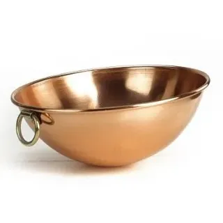 Copper Garden Rührschüssel aus blankem Kupfer I Kleine Handschlagschüssel mit 18 cm Durchmesser I Kupferschüssel mit seitlichem Messinggriff I Vielseitig einsetzbare Schlagschüssel