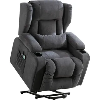 COMHOMA Relaxsessel mit Stoffbezug, elektrischer Aufstehsessel, TV-Sessel mit Aufstehhilfe und Liegefunktion, Stoff, grau