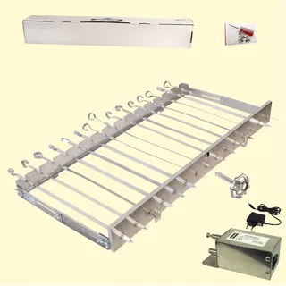 Edelstahl Spießdreher (82 cm) für 15 Stück Mangal Grill Drehspieß+Elektro Motor