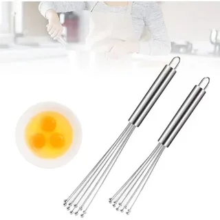 Set Aus Zwei Edelstahl-handmixern Mit Kugel Zum Verrühren Von Speisen Mini-schneebesen Für Den Praktischen Küchengebrauch