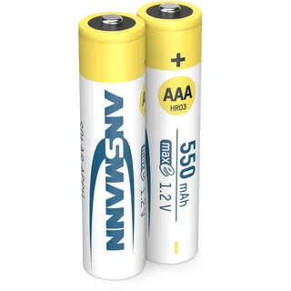 Ansmann HR03 Solar maxE Micro 550 mAh 1,2V NiMH 2 Stück - wiederaufladbar mit geringer Selbstentladung - Weiß,