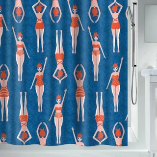 Spirella Duschvorhang Baigneuses 180 x 200 cm blau/rot