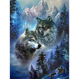 Yingxin34 2000 Teile Puzzle,Wolf und Wald Panorama-Puzzle,Erwachsene,Puzzle unterlagen,Mehrfarbig,für die ganze Familie 70X100cm(27.55 * 39.37inch)