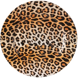 Speiseteller LEO, Braun - Schwarz - Keramik - Ø 27 cm - Leopardenmuster